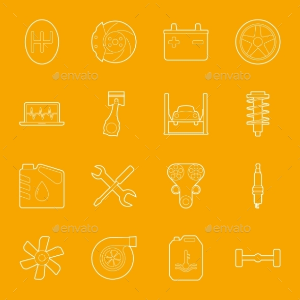 GraphicRiver Car Service Thin Lines Icons Set 10114497 GraphicRiver Car Service Thin Lines Icons Set 10114497