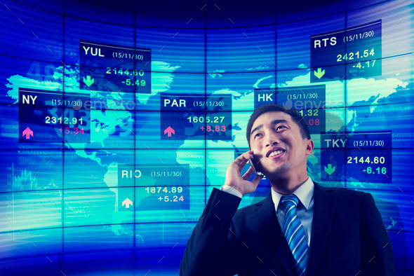 Stock Exchange Business Global Analyze Talk Phone Concept (Misc) Photo Download