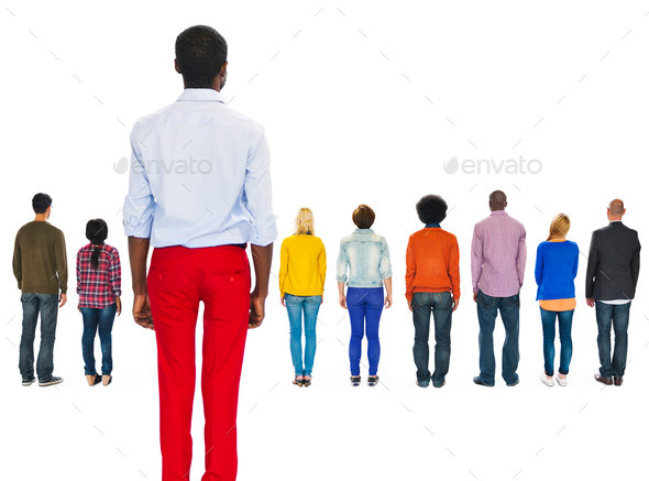 Multi-Ethnic People Turned Back and a Man Left Behind (Misc) Photo Download