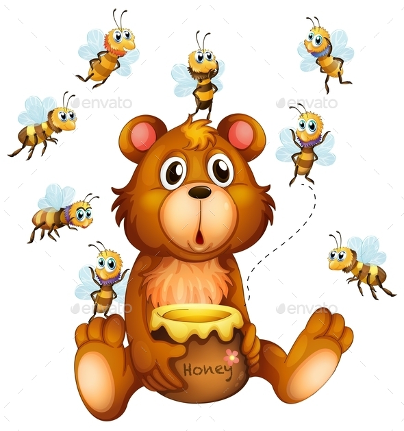 GraphicRiver Bear and Bees 10118058 GraphicRiver Bear and Bees 10118058