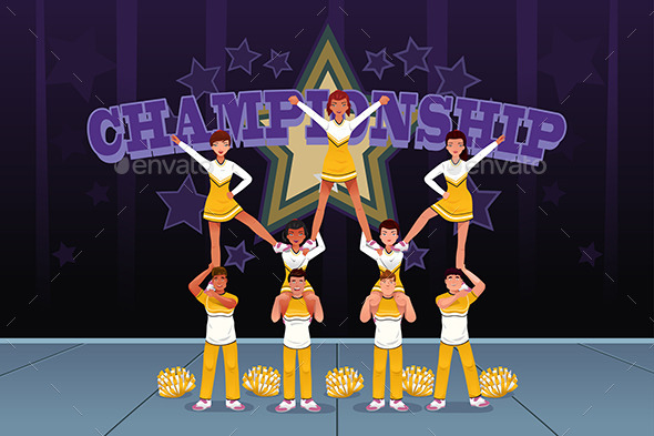 GraphicRiver Cheerleaders in a Cheerleading Competition 10118532 GraphicRiver Cheerleaders in a Cheerleading Competition 10118532