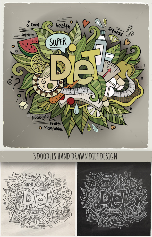 GraphicRiver 3 Diet Doodles Designs 10121506 GraphicRiver 3 Diet Doodles Designs 10121506