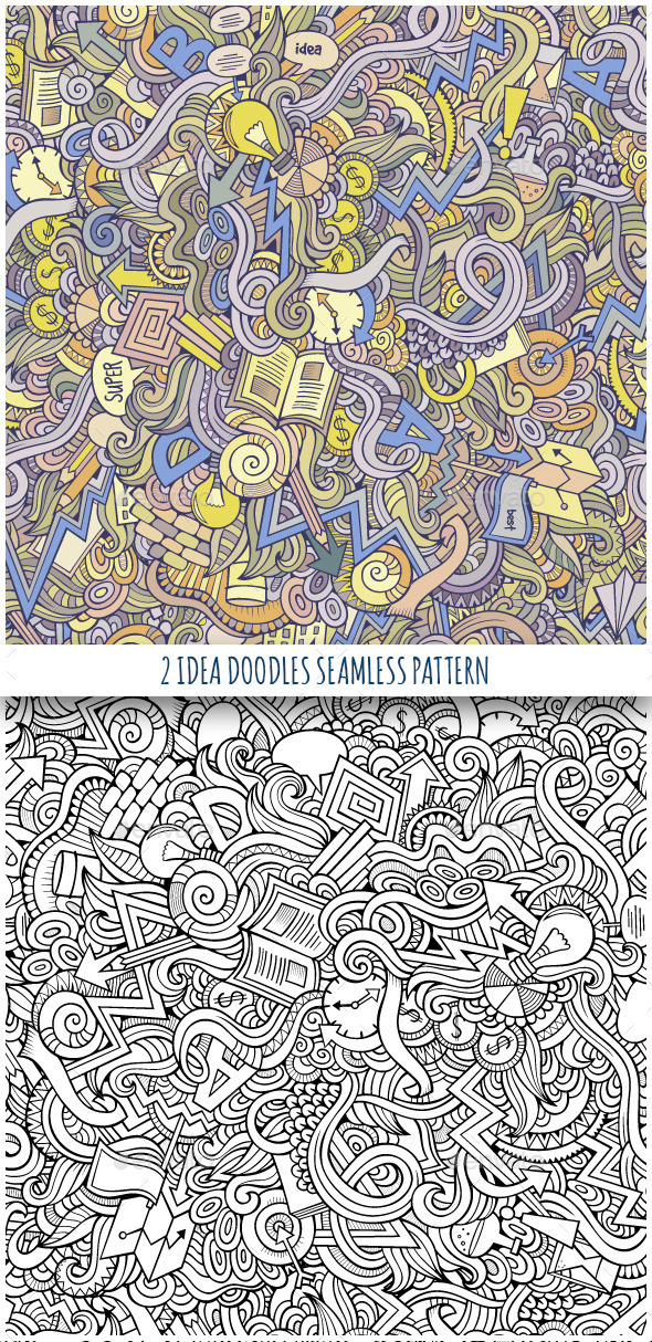 GraphicRiver 2 Idea Doodles Seamless Pattern 10121577 GraphicRiver 2 Idea Doodles Seamless Pattern 10121577