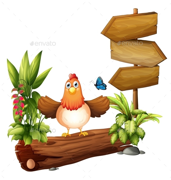 GraphicRiver Arrow Boards with a Hen and a Butterfly 10122705 GraphicRiver Arrow Boards with a Hen and a Butterfly 10122705