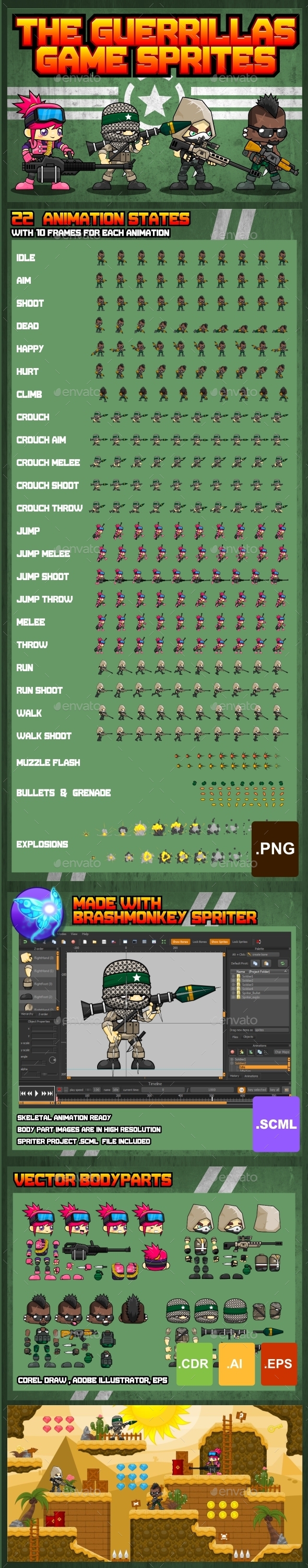GraphicRiver The Guerrillas Game Sprites 10124079 GraphicRiver The Guerrillas Game Sprites 10124079