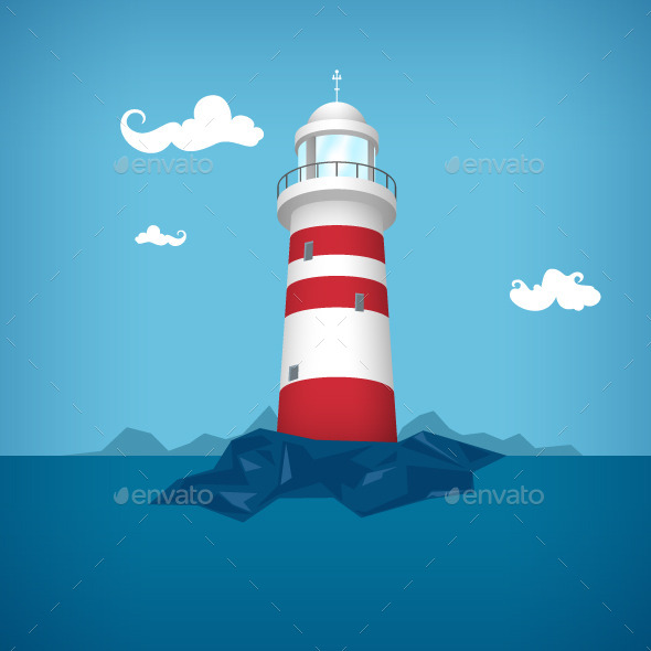 GraphicRiver Lighthouse in the Sea 10126339 GraphicRiver Lighthouse in the Sea 10126339