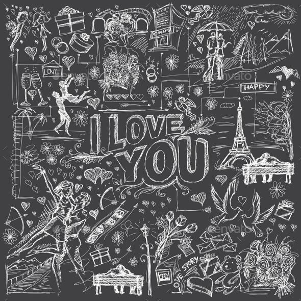 GraphicRiver Sketch Background with Love Story Elements 10126441 GraphicRiver Sketch Background with Love Story Elements 10126441