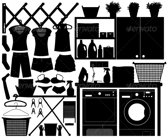 Laundry Design Set Vector Laundry Design Set Vector