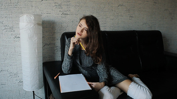 VideoHive Woman Drawing In Pencil 10127675 VideoHive Woman Drawing In Pencil 10127675