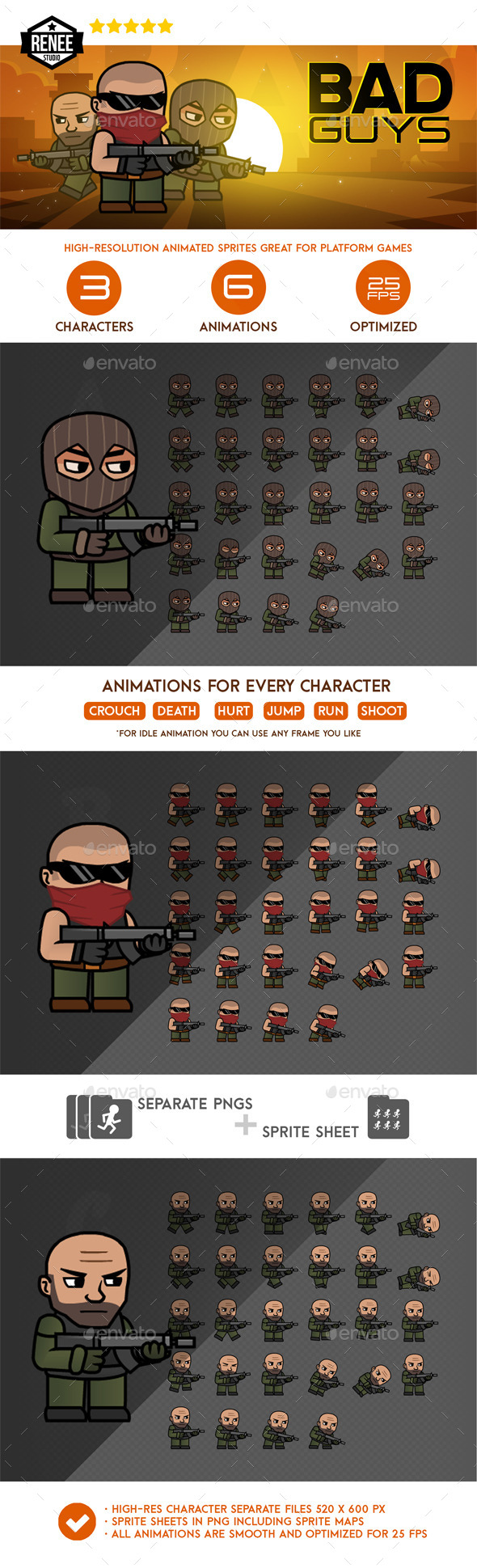 GraphicRiver Bad Guys Animated Spritesheet Pack 10127747 GraphicRiver Bad Guys Animated Spritesheet Pack 10127747