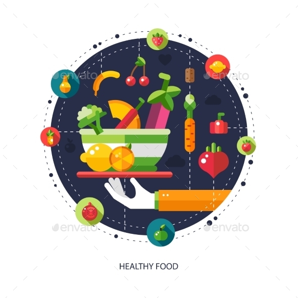 GraphicRiver Illustration of Flat Design Fruits and Vegetables 10128038 GraphicRiver Illustration of Flat Design Fruits and Vegetables 10128038