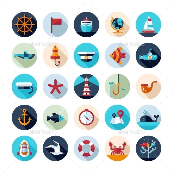 GraphicRiver Set of Vintage Nautical Icons 10128043 GraphicRiver Set of Vintage Nautical Icons 10128043