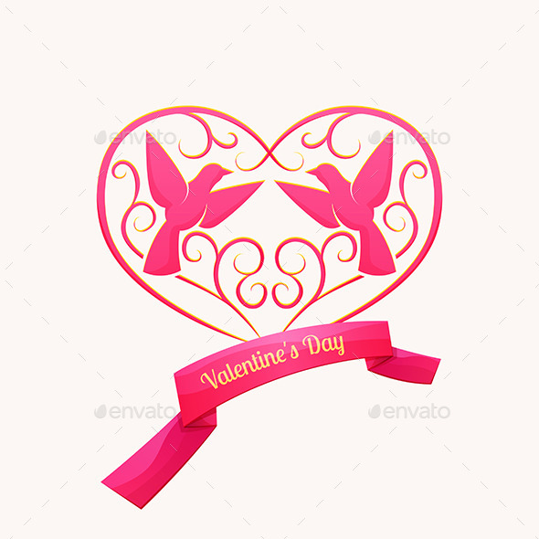 GraphicRiver Vintage Heart With Birds 10130308 GraphicRiver Vintage Heart With Birds 10130308