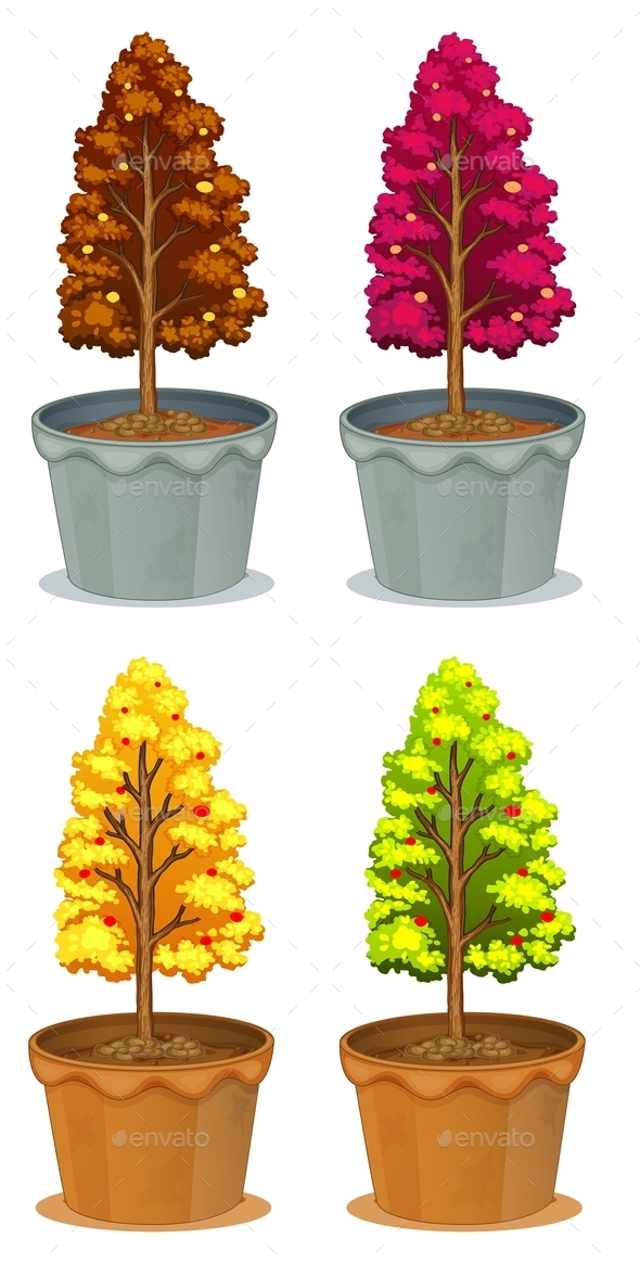 GraphicRiver Four Pots of Plants 10132028 GraphicRiver Four Pots of Plants 10132028