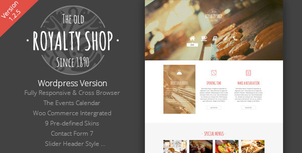 Royalty Shop - Restaurant Wordpress Theme