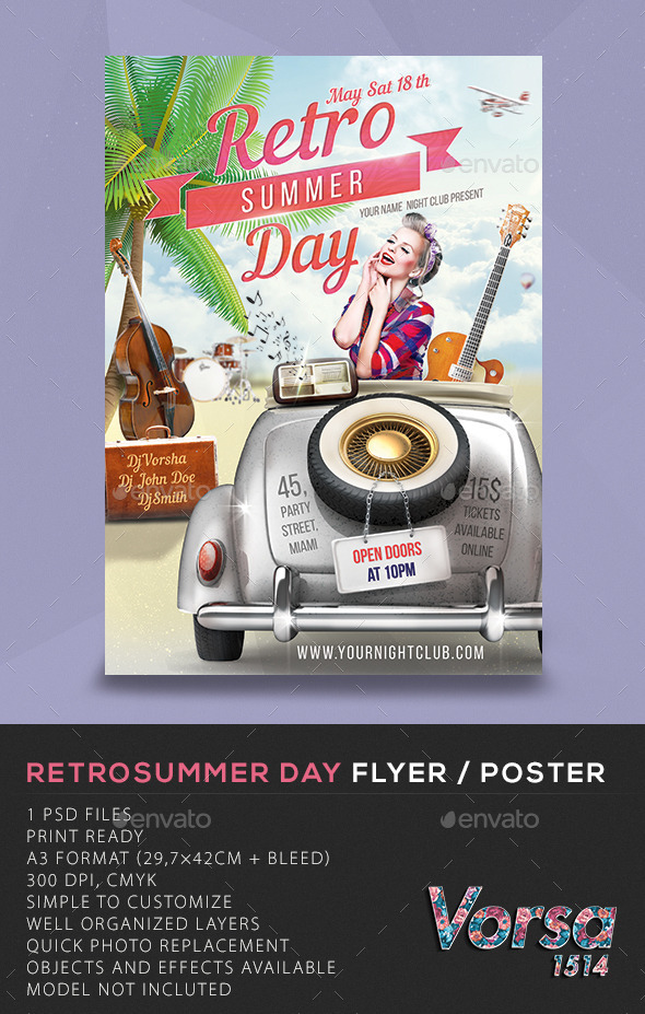 Retro Summer Day Flyer Poster Retro Summer Day Flyer Poster