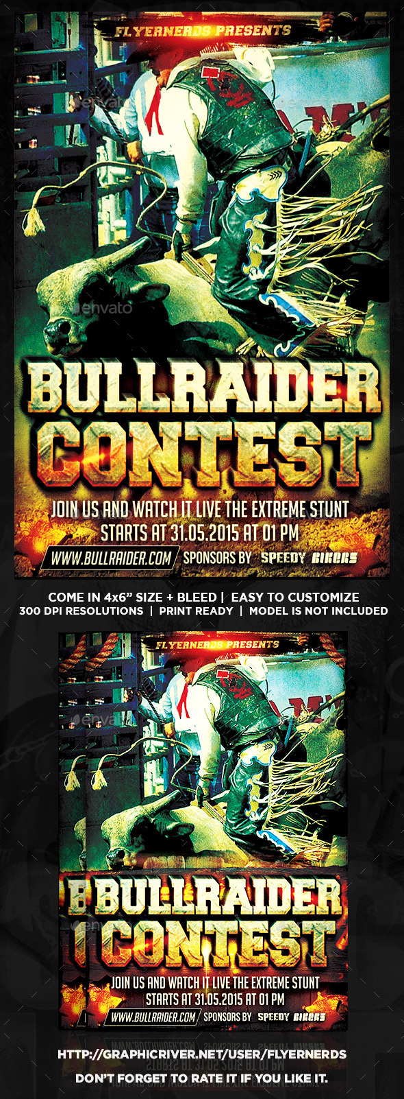 GraphicRiver Bull Rider Cowboy Competition Sports Flyer 10132898 GraphicRiver Bull Rider Cowboy Competition Sports Flyer 10132898