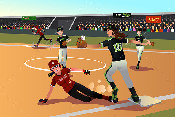 GraphicRiver Women Playing Softball 10133278 GraphicRiver Women Playing Softball 10133278
