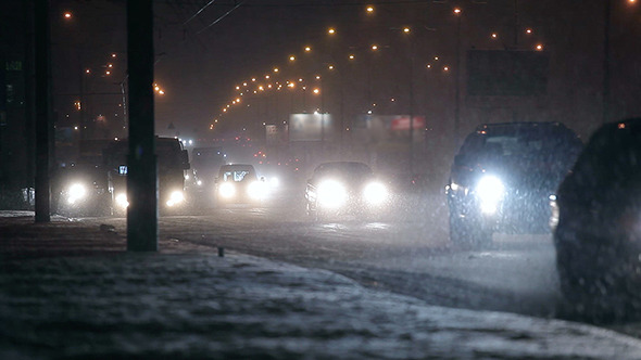 VideoHive Snowy Night Street Traffic 01 10135174 VideoHive Snowy Night Street Traffic 01 10135174