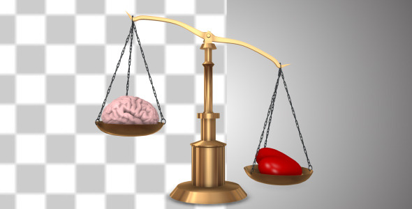 Heart And Brain On A Balance Scale V.2 Heart And Brain On A Balance Scale V.2