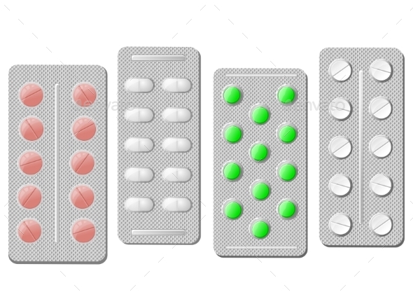 GraphicRiver Realistic Pills in Silver Blisters with Reflection 10140241 GraphicRiver Realistic Pills in Silver Blisters with Reflection 10140241