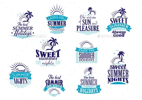 GraphicRiver Summer Holidays and Vacation Emblems 10140242 GraphicRiver Summer Holidays and Vacation Emblems 10140242