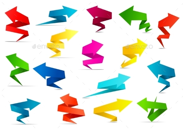 GraphicRiver Twisted Arrow Banners in Origami Style 10140445 GraphicRiver Twisted Arrow Banners in Origami Style 10140445