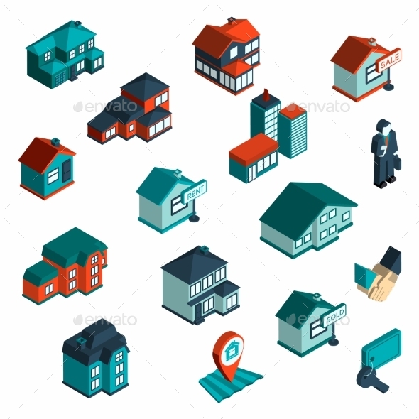 Real Estate Icon Isometric (Buildings)