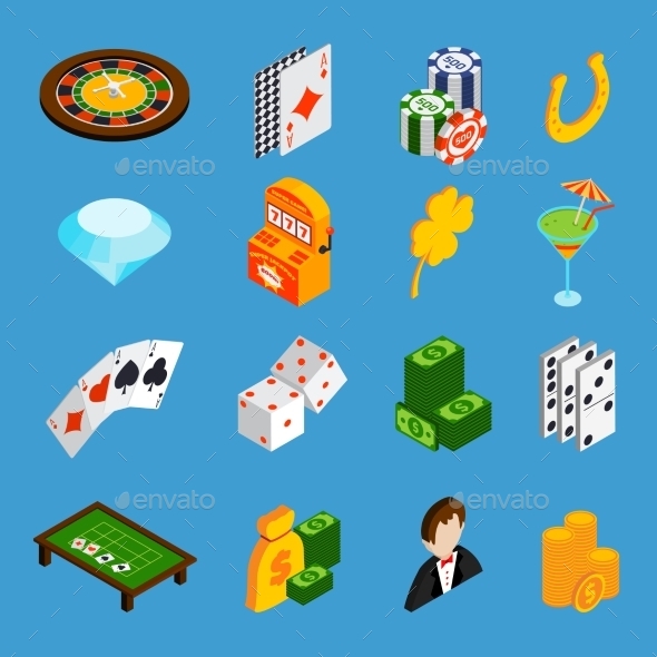 Casino Isometric Icons Set (Miscellaneous)