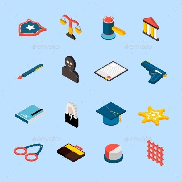 Law Icons Isometric (Conceptual)