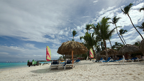 VideoHive Tropical Beach With Chaise-Longues Sun Umbrellas 10143523 VideoHive Tropical Beach With Chaise-Longues Sun Umbrellas 10143523