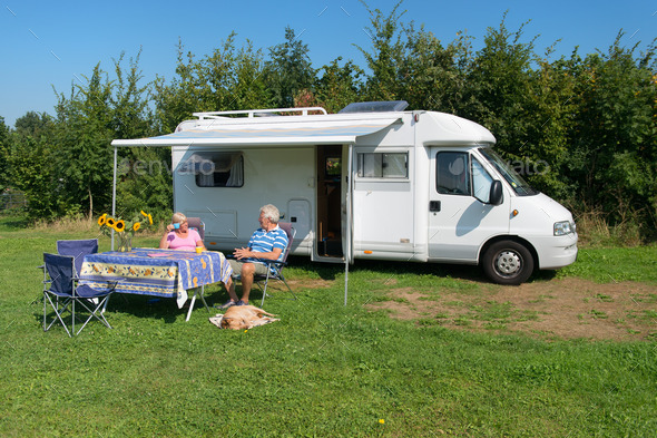 Couple with mobil home
