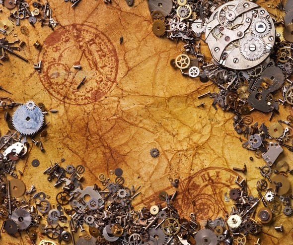 The old gears on the textured paper (Misc) Photo Download