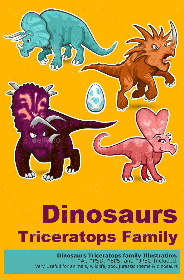 GraphicRiver Triceratops Rhino Dinosaurs Sticker Collection Set 10148563 GraphicRiver Triceratops Rhino Dinosaurs Sticker Collection Set 10148563