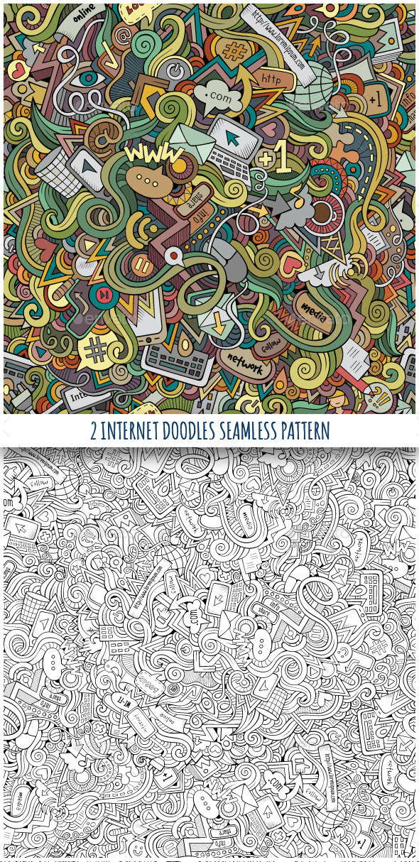 2 Social Doodles Seamless Pattern 2 Social Doodles Seamless Pattern