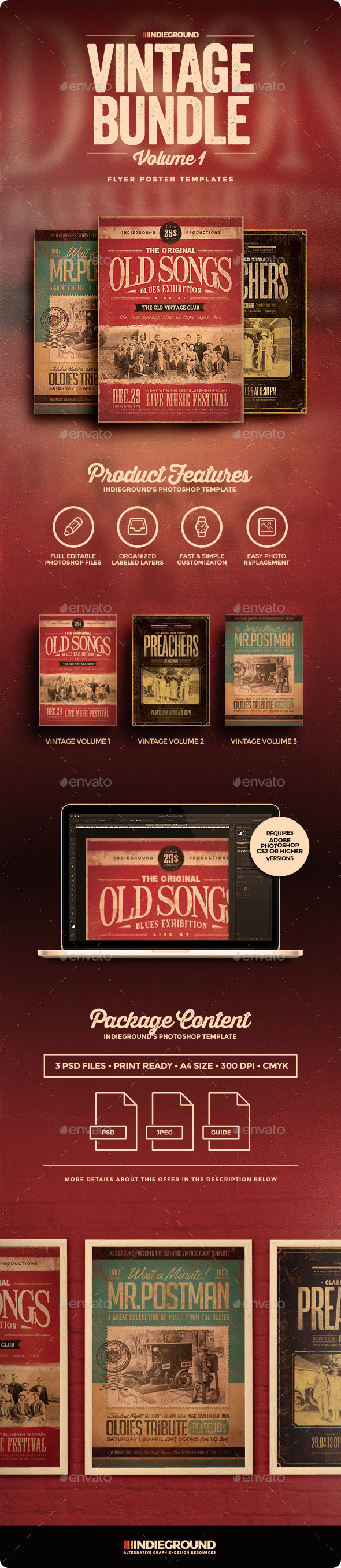 Vintage Flyer/Poster Bundle Vol. 1-3 - Events Flyers