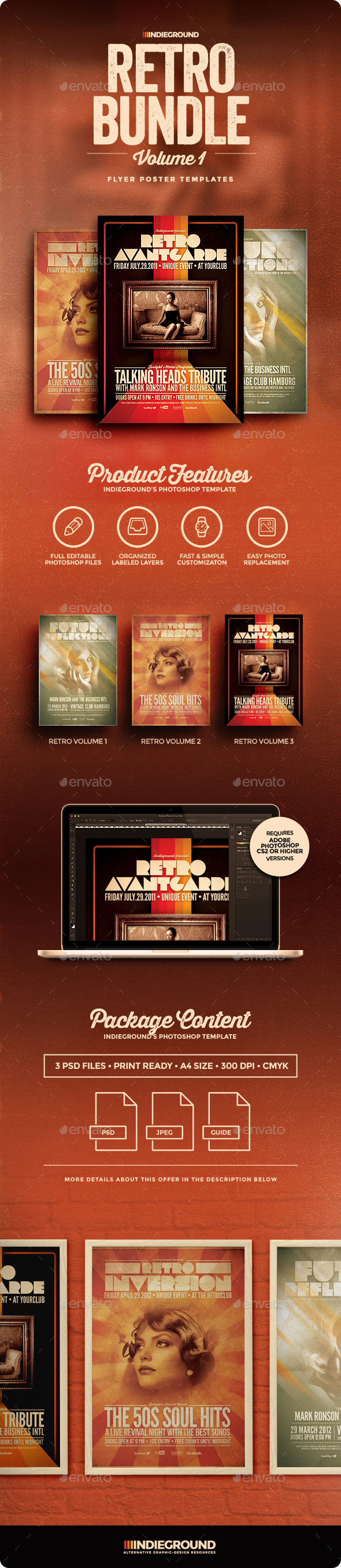 Retro Flyer/Poster Bundle Vol. 1-3 - Clubs & Parties Events