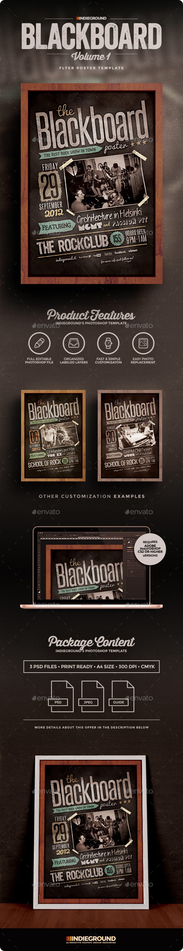 Blackboard Flyer/Poster - Concerts Events
