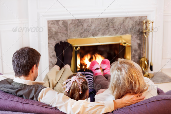 Family with warm socks