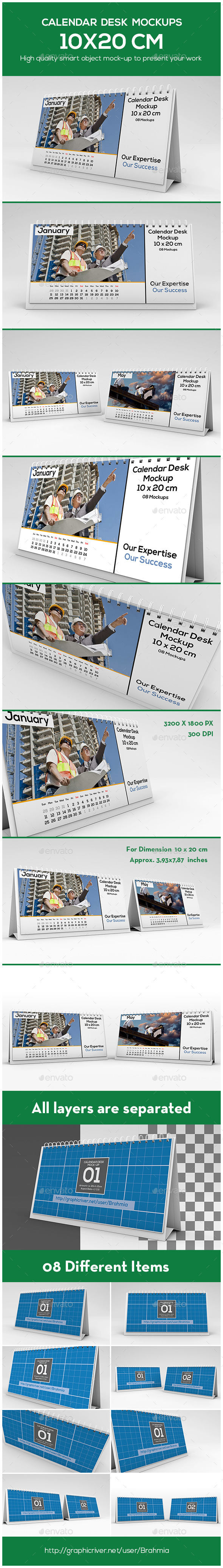 Calendar Desk Mockups For 10x20 cm