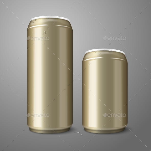 GraphicRiver Two Blank Golden Beer Cans 10160257 GraphicRiver Two Blank Golden Beer Cans 10160257
