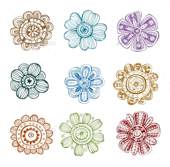 GraphicRiver Set of Ornate Flowers 10162014 GraphicRiver Set of Ornate Flowers 10162014