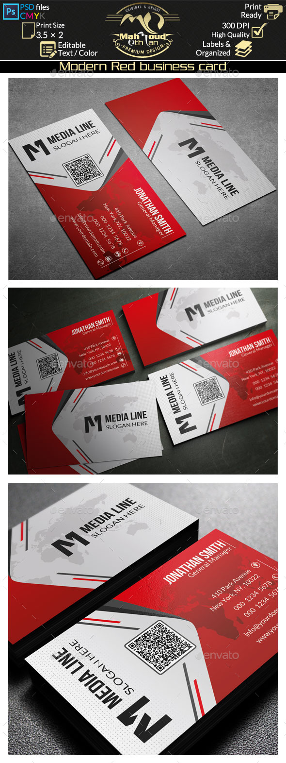 GraphicRiver Modern Red Business Card 10165991 GraphicRiver Modern Red Business Card 10165991