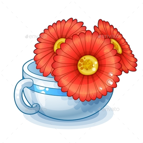 GraphicRiver Red Flowers in a Cup 10170906 GraphicRiver Red Flowers in a Cup 10170906