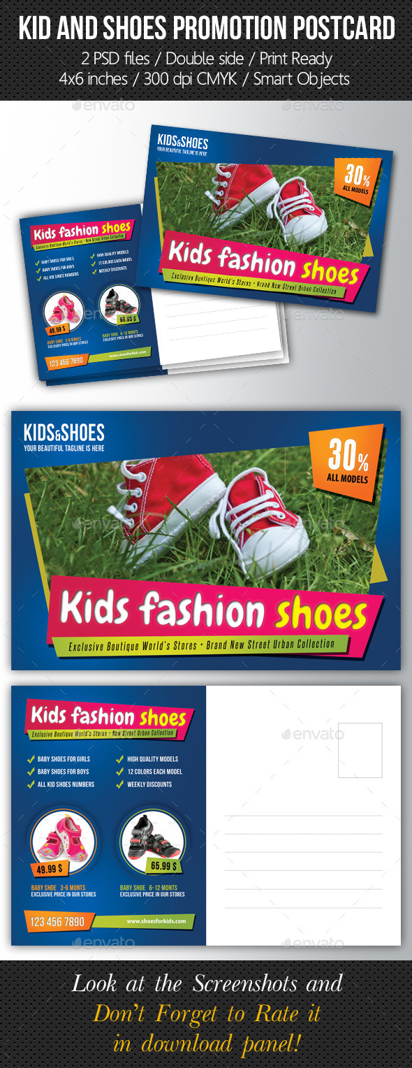 GraphicRiver Kid And Shoes Postcard Template 10172479 GraphicRiver Kid And Shoes Postcard Template 10172479