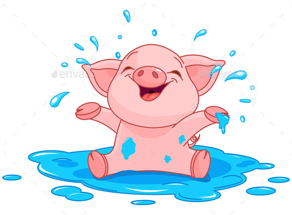 GraphicRiver Piggy in a Puddle 10172982 GraphicRiver Piggy in a Puddle 10172982