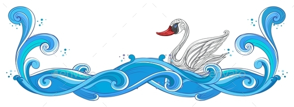 GraphicRiver Border with a Swan 10174880 GraphicRiver Border with a Swan 10174880