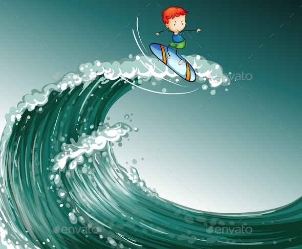 GraphicRiver Boy Surfing with Big Waves 10175117 GraphicRiver Boy Surfing with Big Waves 10175117
