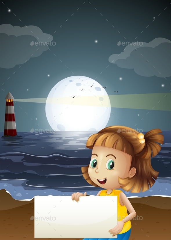 GraphicRiver Girl Holding an Empty Signboard at the Beach 10175316 GraphicRiver Girl Holding an Empty Signboard at the Beach 10175316