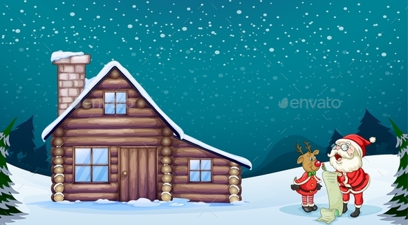 GraphicRiver Santa Claus and a Reindeer 10175335 GraphicRiver Santa Claus and a Reindeer 10175335